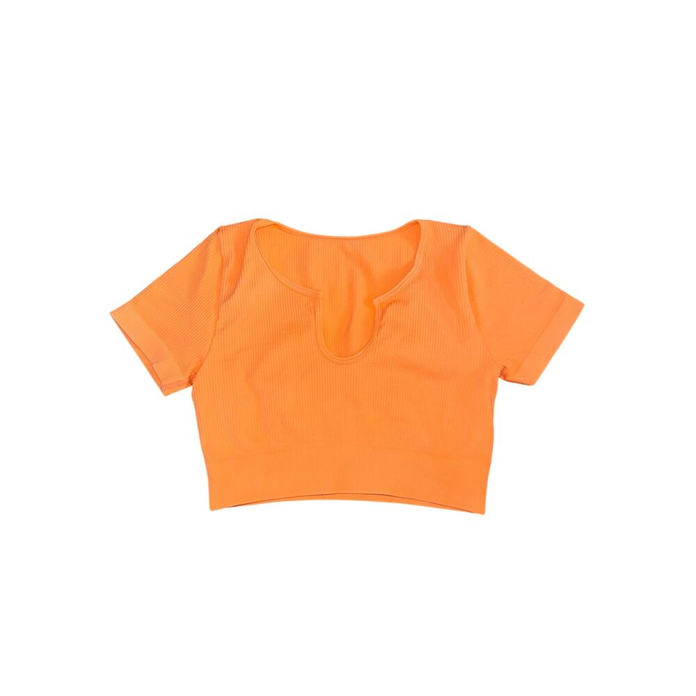 OQQ Ribbed Short Sleeve Athletic Crop